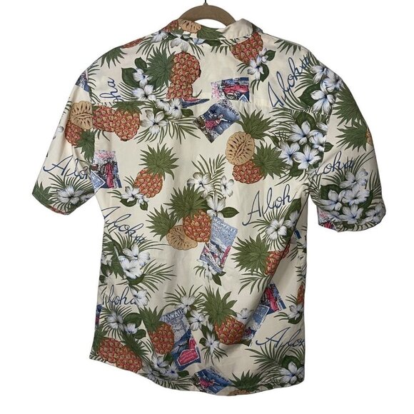 NEWT Honolulu Vintage Mens Shirt Size Medium White Green Tropical Print Aloha - Picture 2 of 10